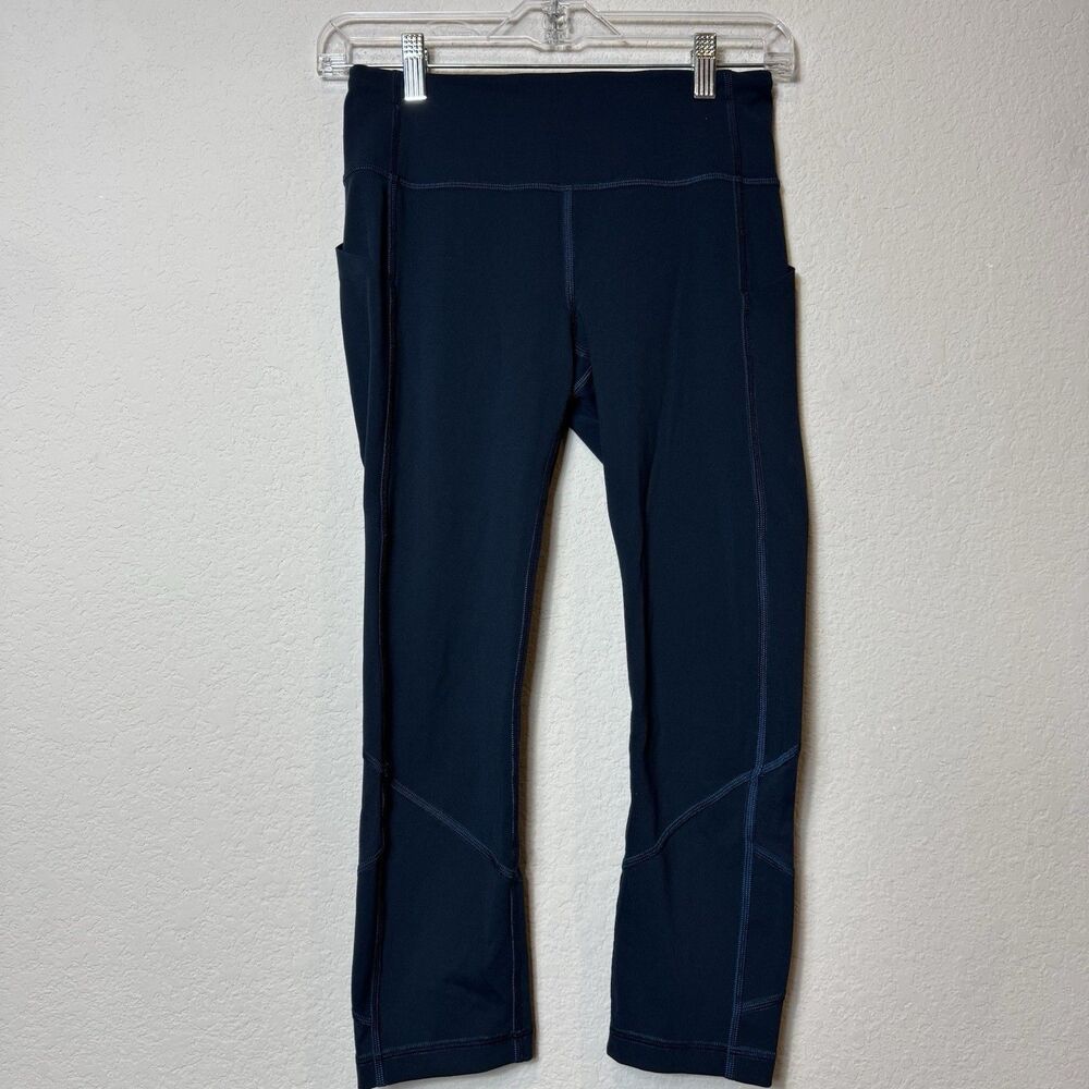 Lululemon Pace Rival Crop 22" Dark Teal Full-On Luxtreme Running Pockets Sz 4